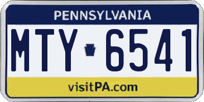PA license plate MTY6541