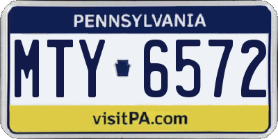PA license plate MTY6572