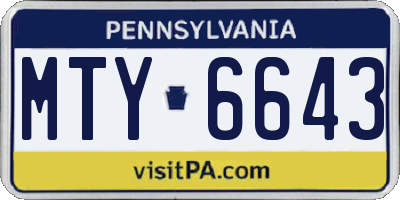 PA license plate MTY6643