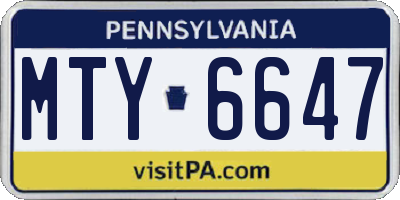 PA license plate MTY6647