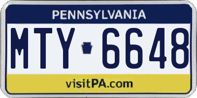 PA license plate MTY6648