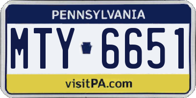 PA license plate MTY6651