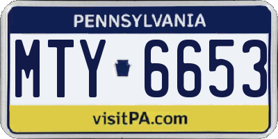PA license plate MTY6653