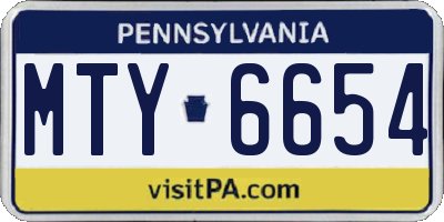 PA license plate MTY6654