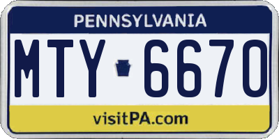 PA license plate MTY6670