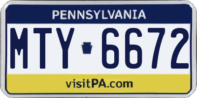 PA license plate MTY6672