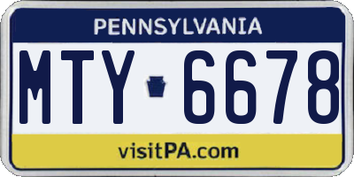 PA license plate MTY6678
