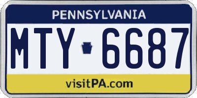 PA license plate MTY6687