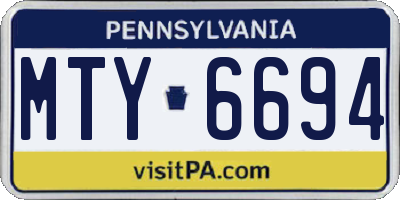 PA license plate MTY6694