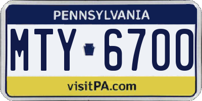 PA license plate MTY6700