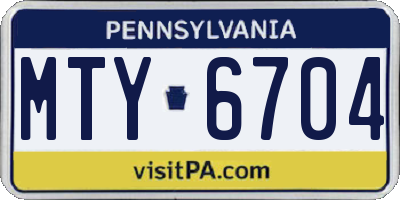 PA license plate MTY6704