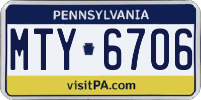PA license plate MTY6706