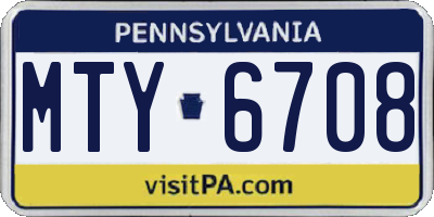 PA license plate MTY6708