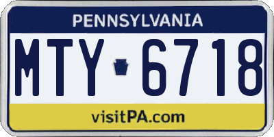 PA license plate MTY6718