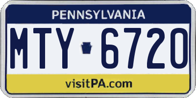 PA license plate MTY6720
