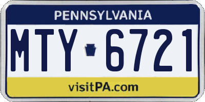 PA license plate MTY6721