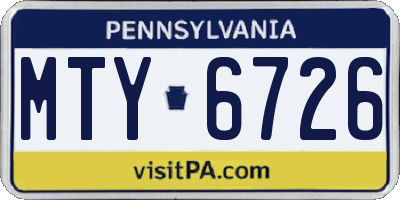 PA license plate MTY6726
