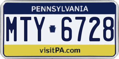 PA license plate MTY6728