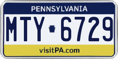 PA license plate MTY6729