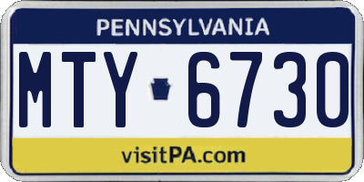 PA license plate MTY6730