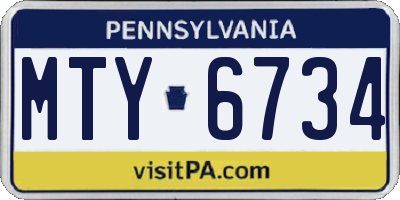 PA license plate MTY6734