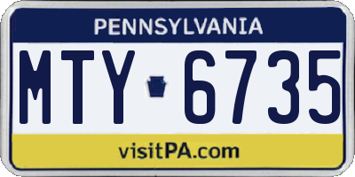 PA license plate MTY6735