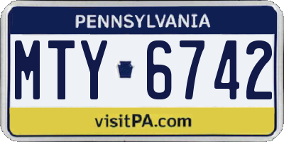 PA license plate MTY6742