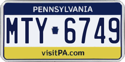 PA license plate MTY6749