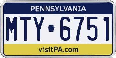 PA license plate MTY6751