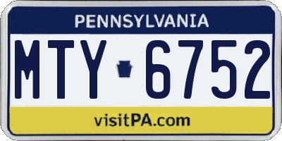 PA license plate MTY6752