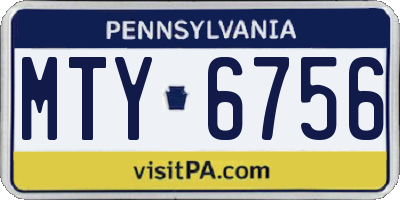 PA license plate MTY6756