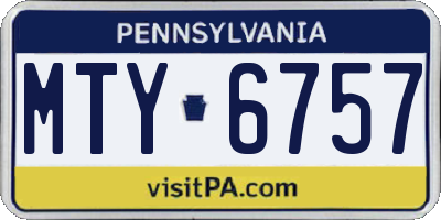 PA license plate MTY6757