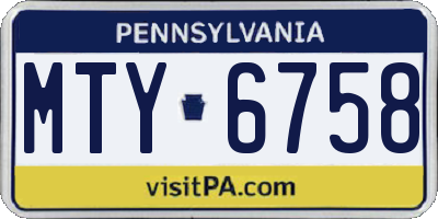 PA license plate MTY6758