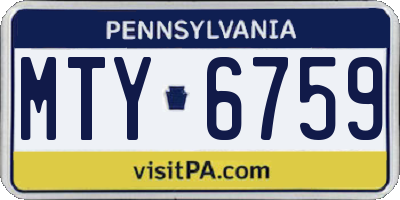 PA license plate MTY6759