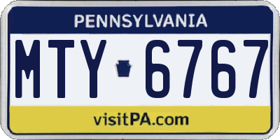 PA license plate MTY6767