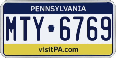 PA license plate MTY6769