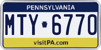 PA license plate MTY6770