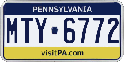 PA license plate MTY6772
