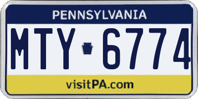 PA license plate MTY6774
