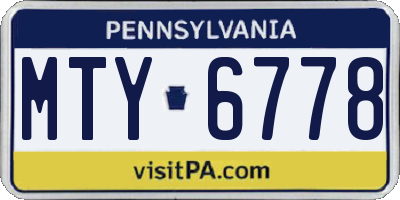 PA license plate MTY6778