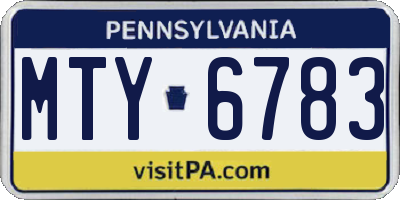 PA license plate MTY6783