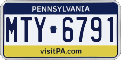 PA license plate MTY6791