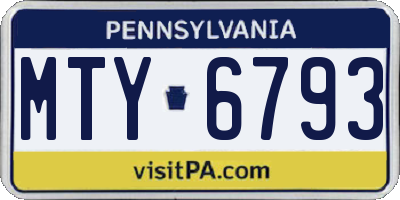 PA license plate MTY6793