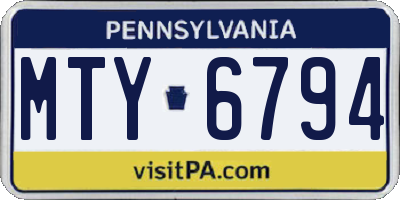PA license plate MTY6794