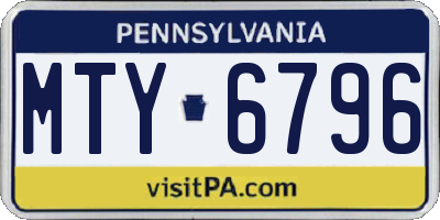 PA license plate MTY6796