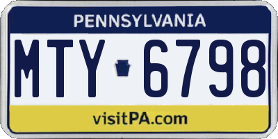 PA license plate MTY6798