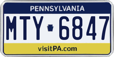 PA license plate MTY6847