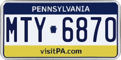PA license plate MTY6870