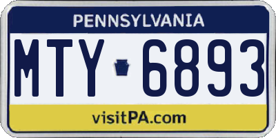 PA license plate MTY6893