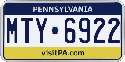PA license plate MTY6922